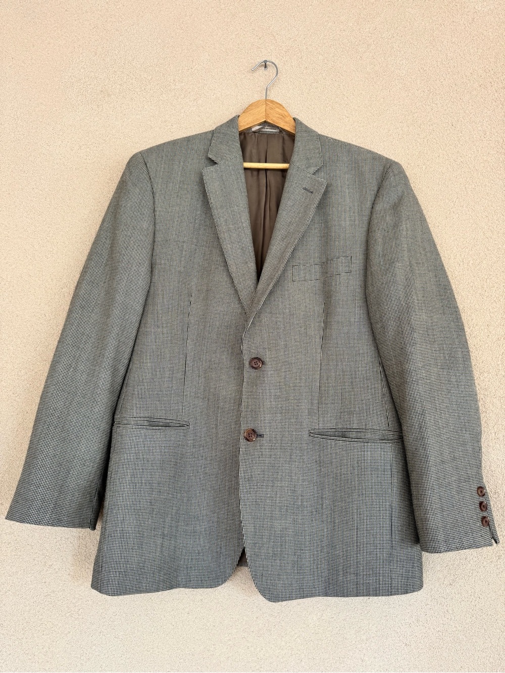 Lauren Ralph Lauren Trim Fit Silk/Wool Houndstooth Sport Coat Blazer Sz 42R